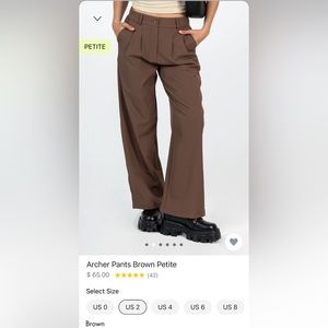 Princess Polly Archer Pants Petite Size 2 in Brown